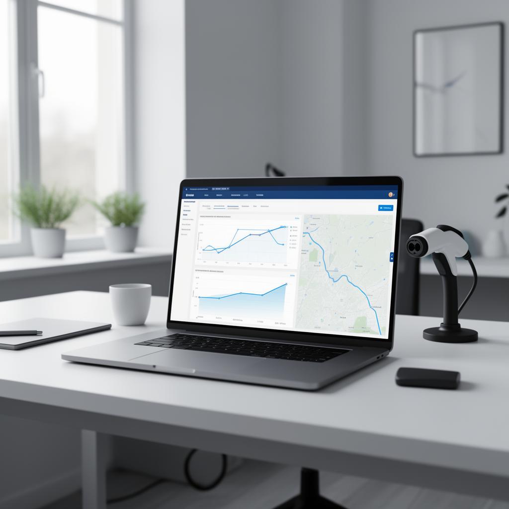 Blulinc beheerdersdashboard op een laptop met grafieken en kaart